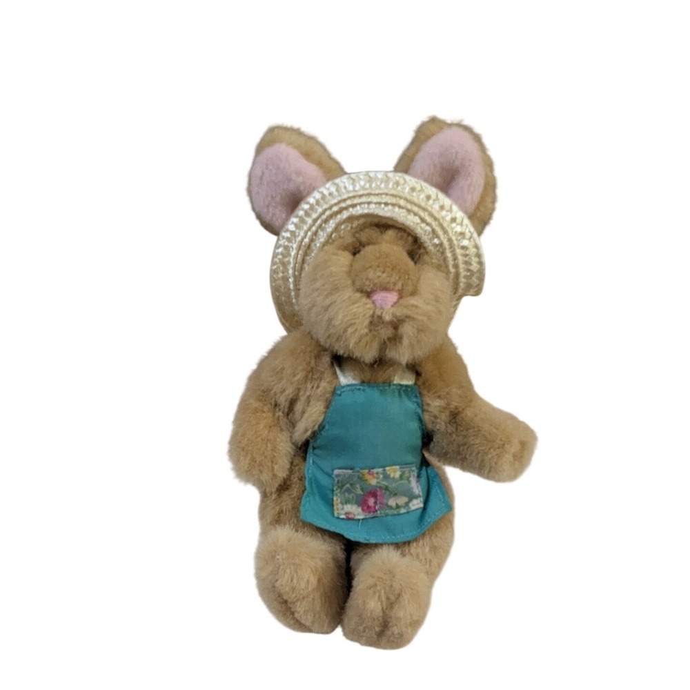 vtg 1994 Bialosky Treasury Rugby‎ Bunny Rabbit Plush Straw Hat Commonwealth  7"
